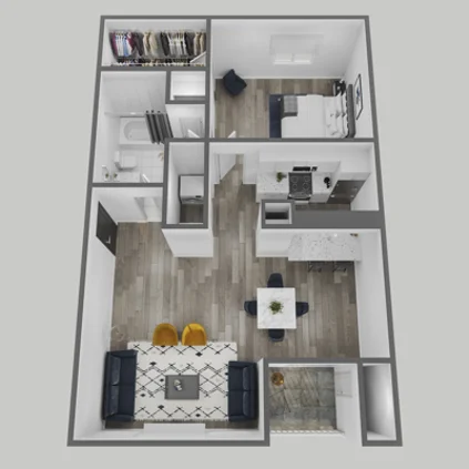 Village Oaks 1 bedroom floor plan