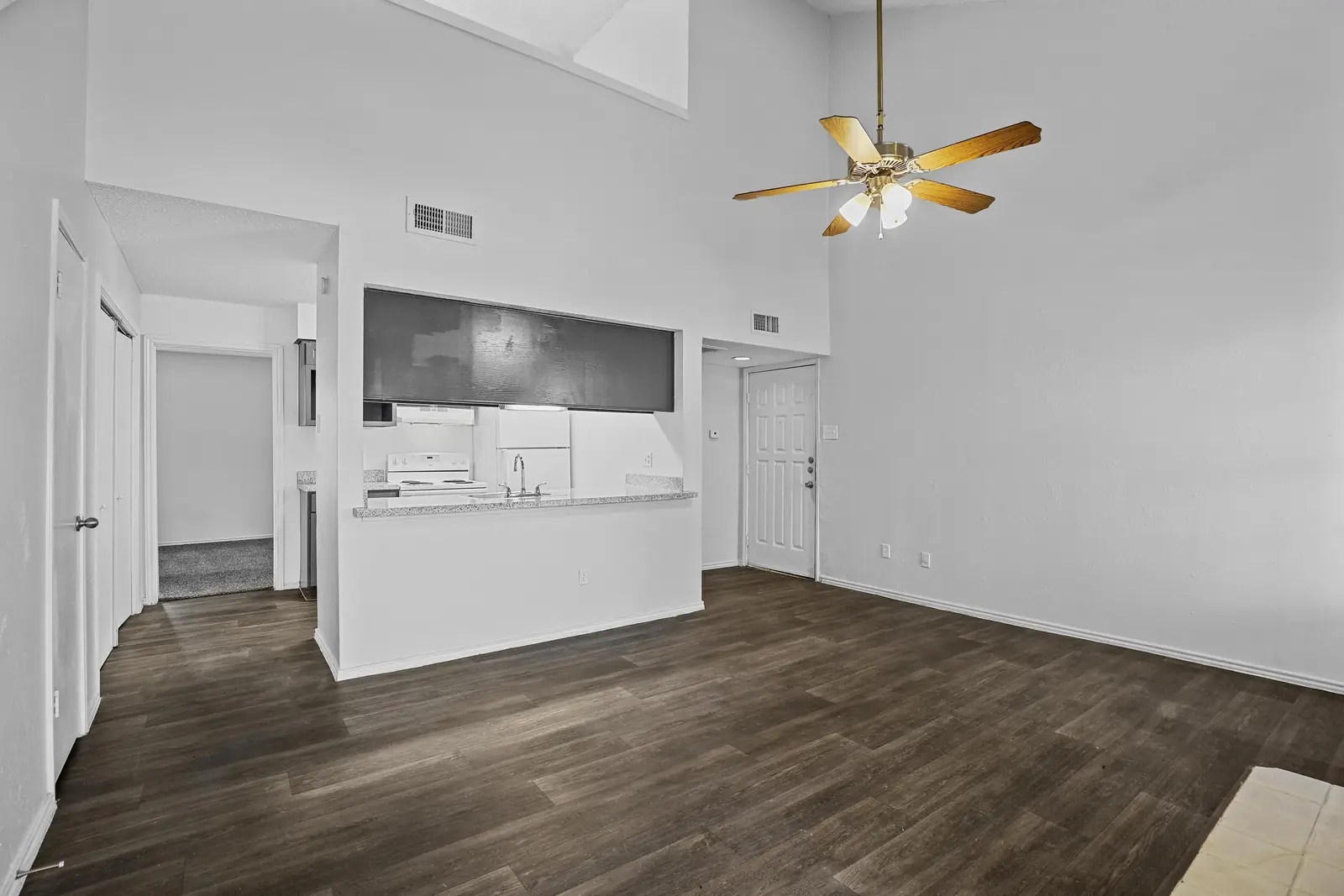 Townhome living area open to the kitchen
