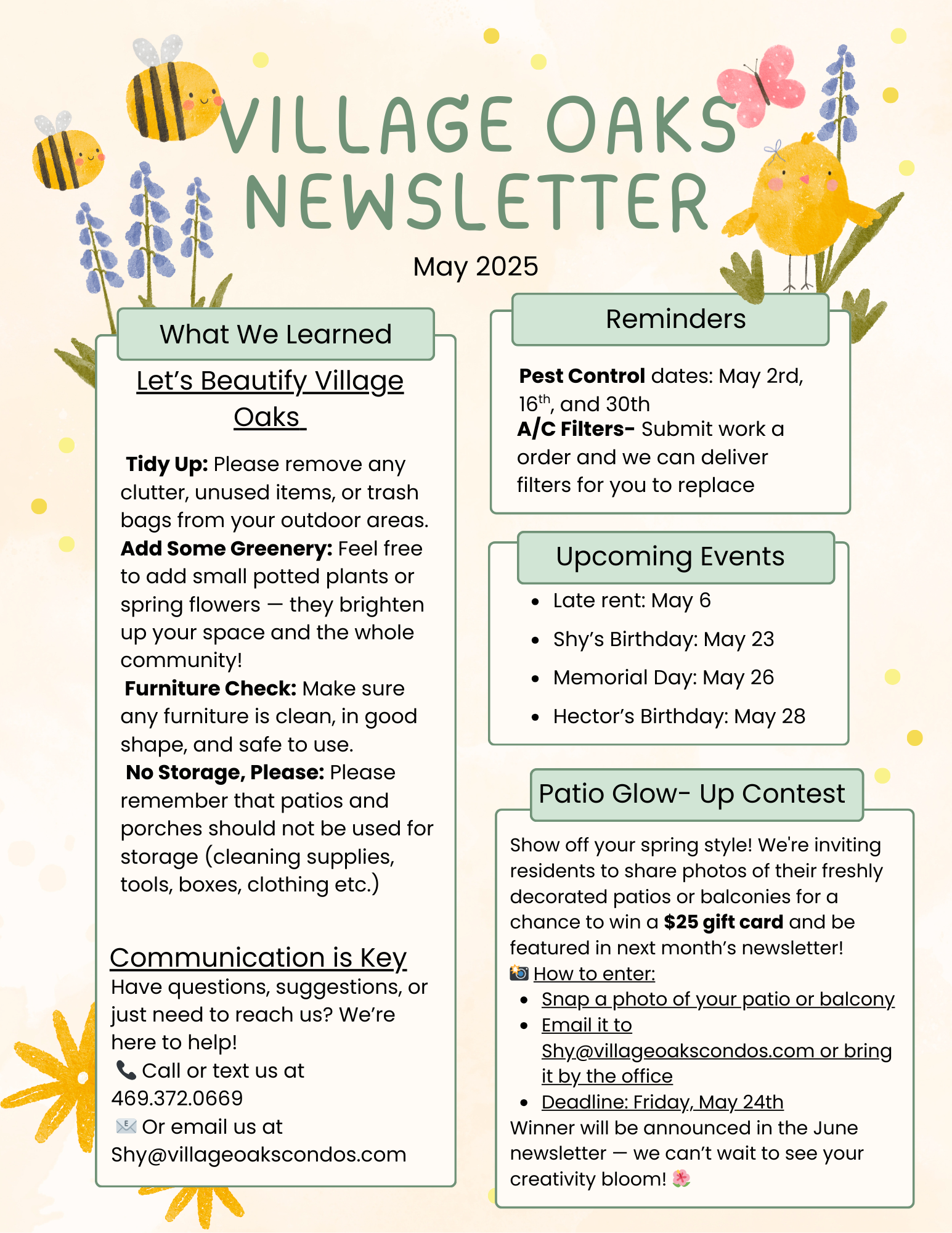 Village Oaks Monthly Newsletter- May 2025